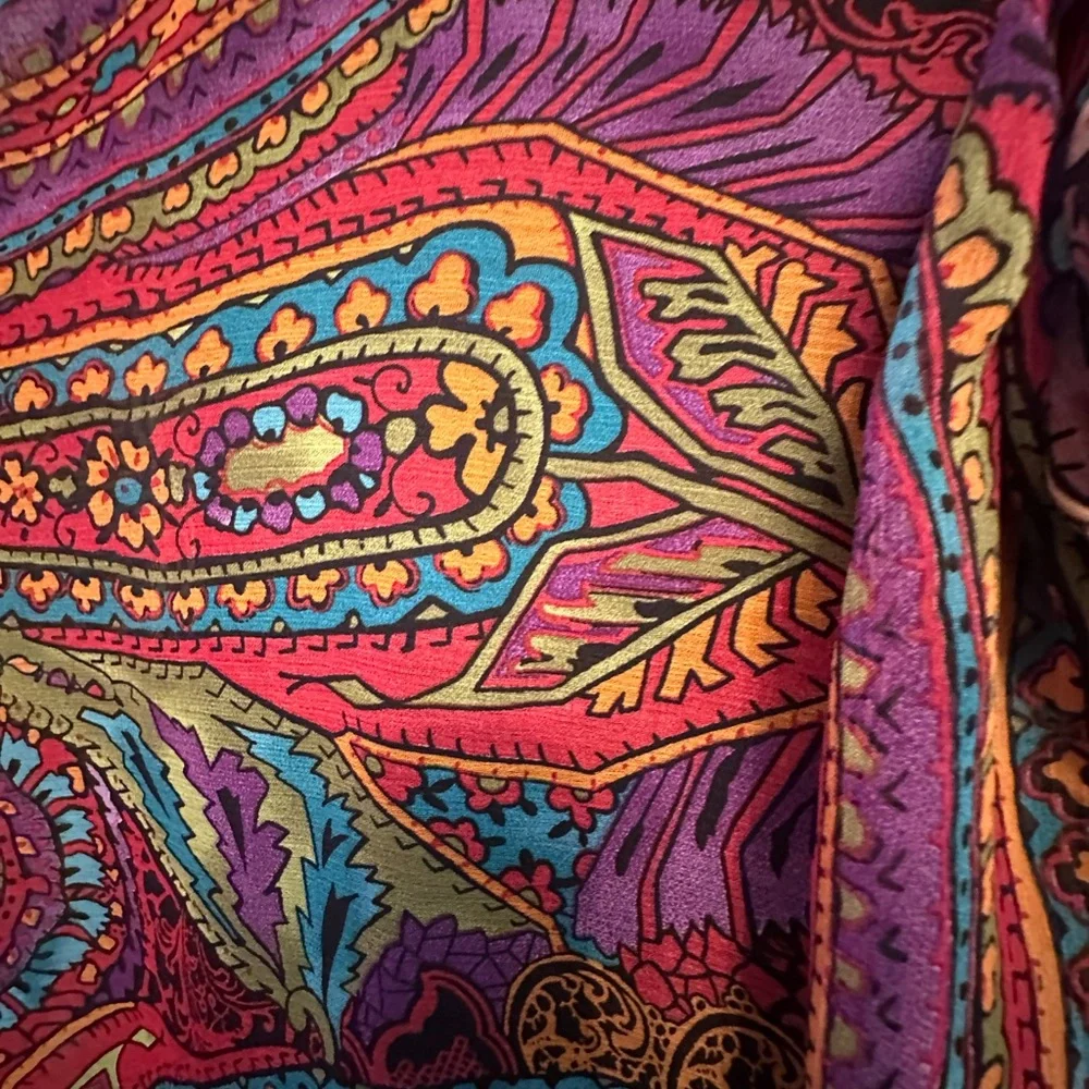 Vintage Y2K Era R&K Originals Fairycore Paisley Midi Dress w/ Tie Size 8 - Picture 6 of 9